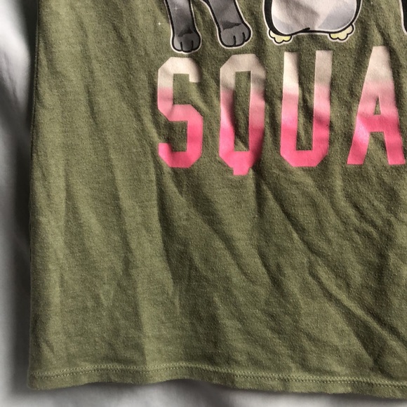 Large 10/12 girls long sleeved Floss Squad olive green shirt guc - Picture 3 of 9